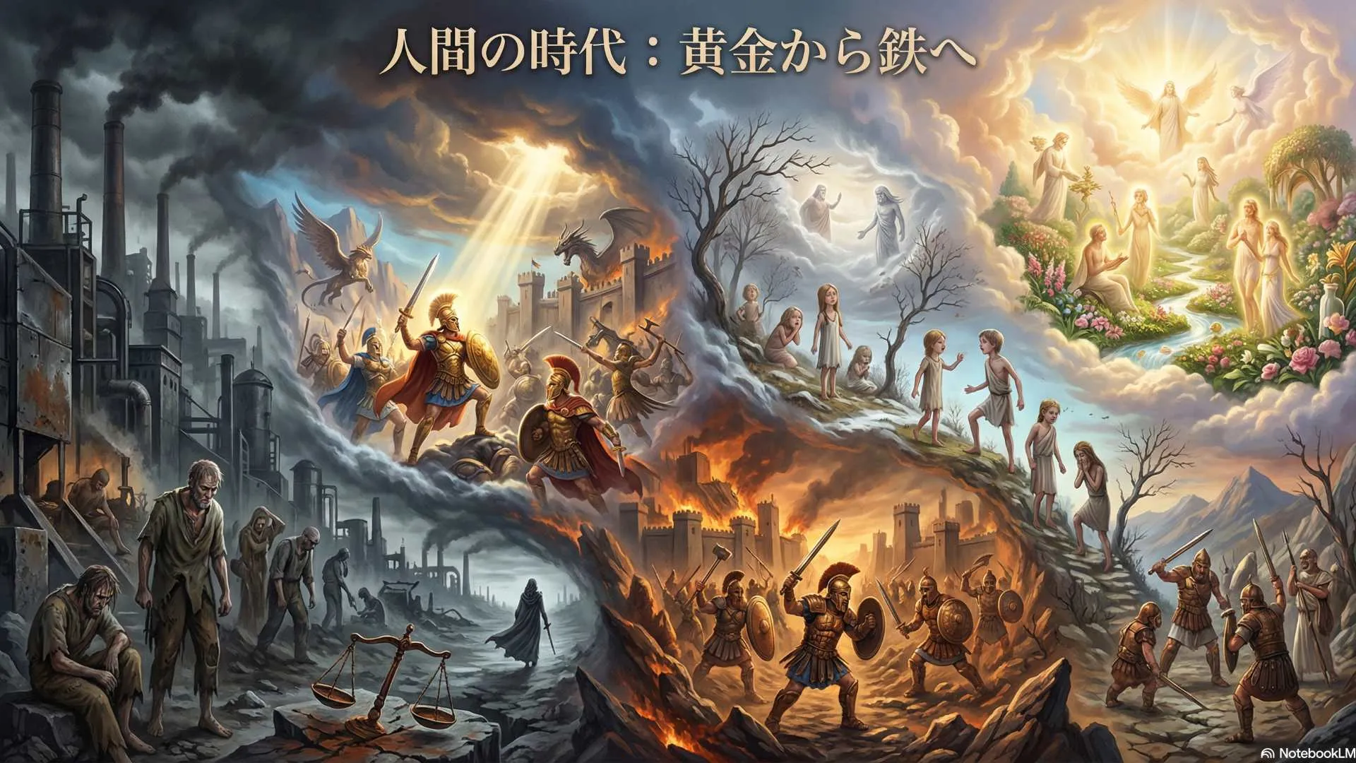 黄金の杯から鉄の剣へと移り変わる、時代の変遷を象徴するコラージュ