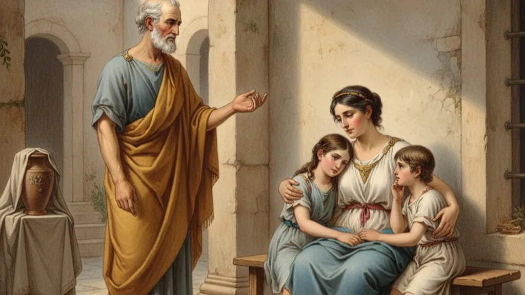 A photo depicting the bond between a parent and child in antiquity.
