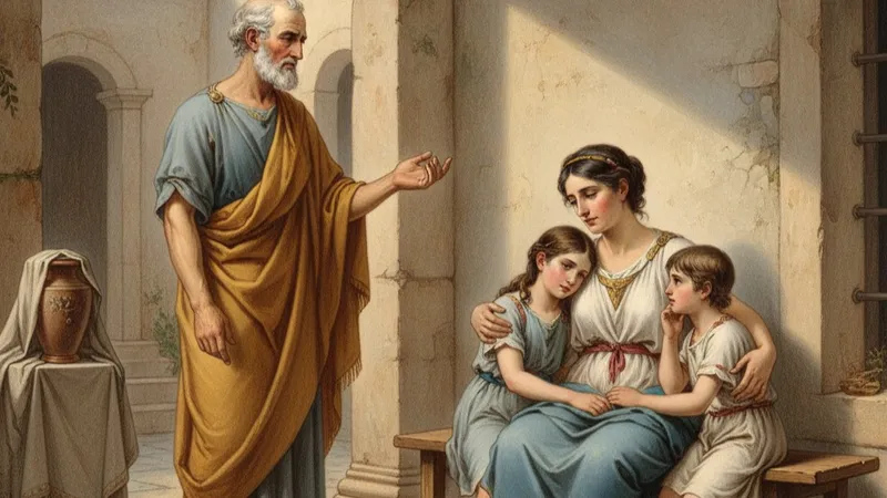 A photo depicting the bond between a parent and child in antiquity.