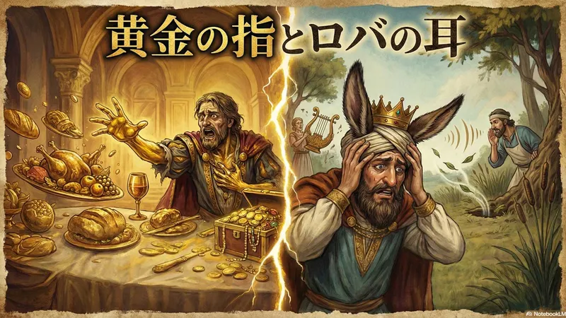 黄金に変わった果実と、風に揺れる葦の茂み