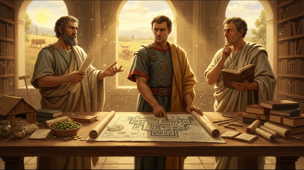 An image representing ancient teachings on work and preparation.